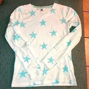 Cute Teal Star Long Sleeve Top